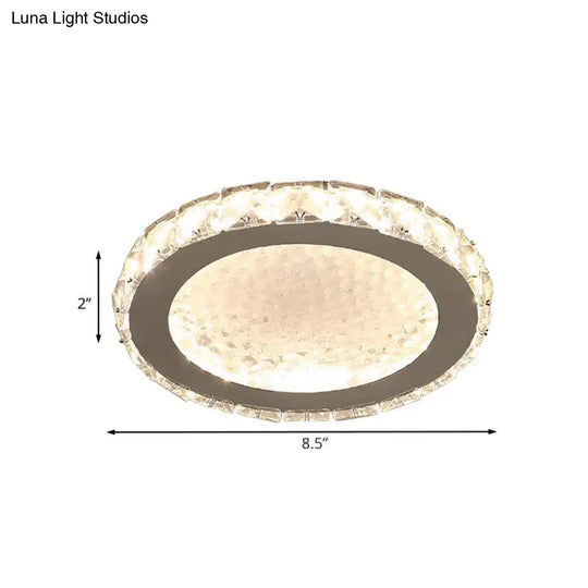 Modern Led Crystal Flushmount Ceiling Lamp With Minimalist Nickel Finish