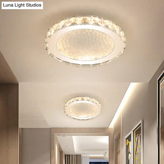 Modern Led Crystal Flushmount Ceiling Lamp With Minimalist Nickel Finish