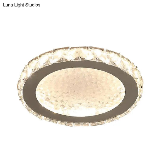 Modern Led Crystal Flushmount Ceiling Lamp With Minimalist Nickel Finish