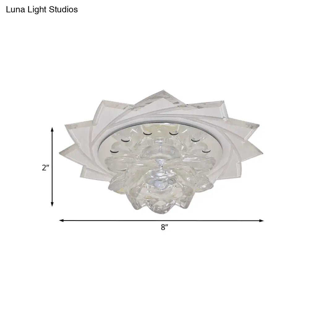 Modern Led Crystal Glass Lotus Ceiling Pendant Light - Flush - Mount Fixture