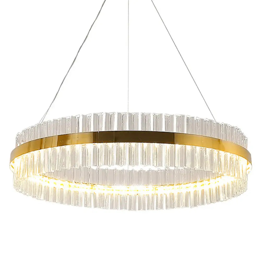 Modern Led Crystal Gold Ring Pendant Ceiling Lamp / 16