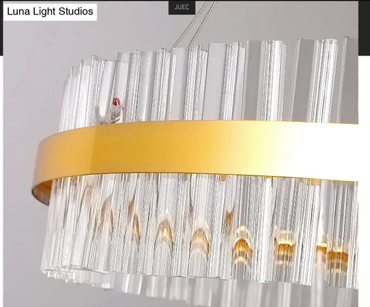 Modern Led Crystal Gold Ring Pendant Ceiling Lamp