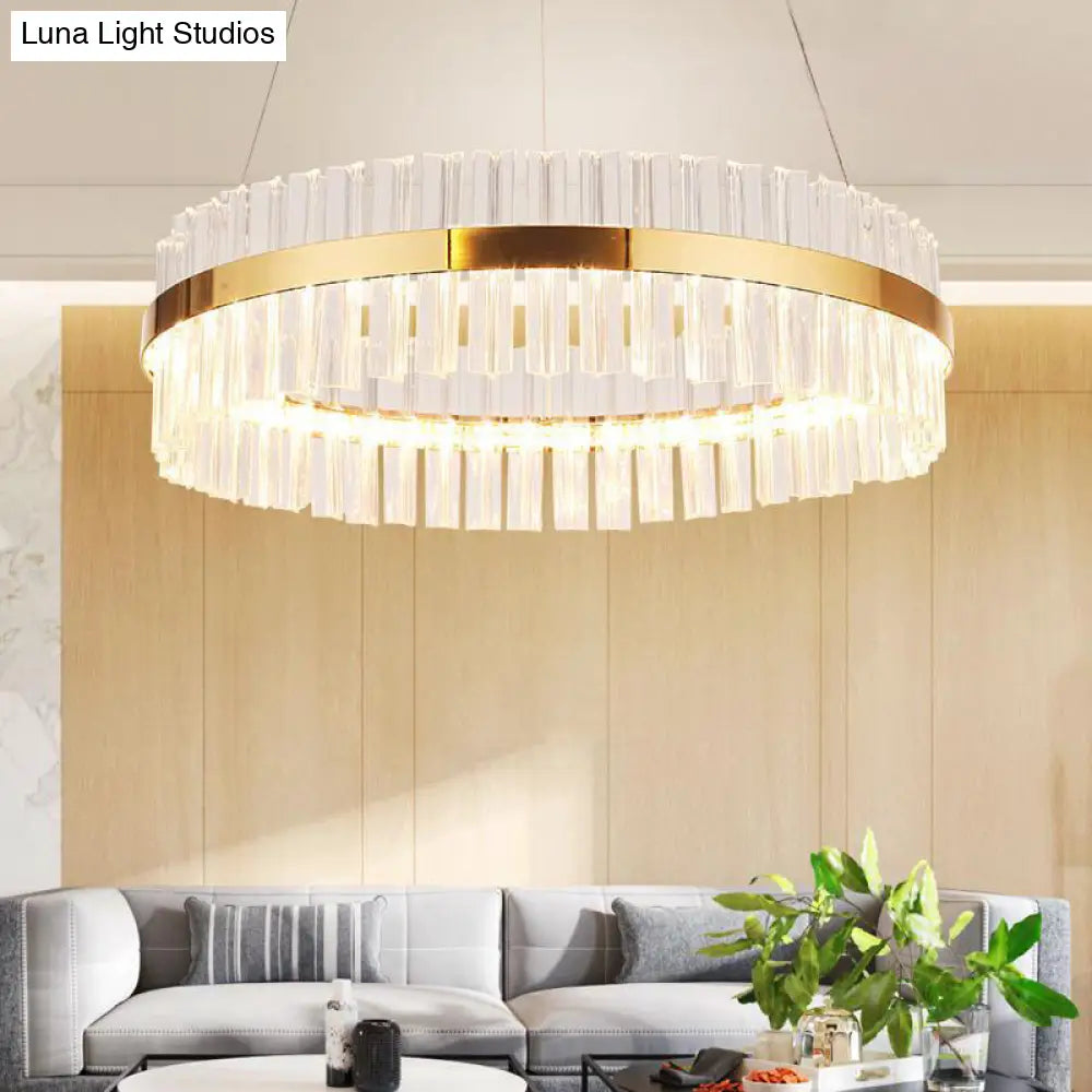 Modern Led Crystal Gold Ring Pendant Ceiling Lamp