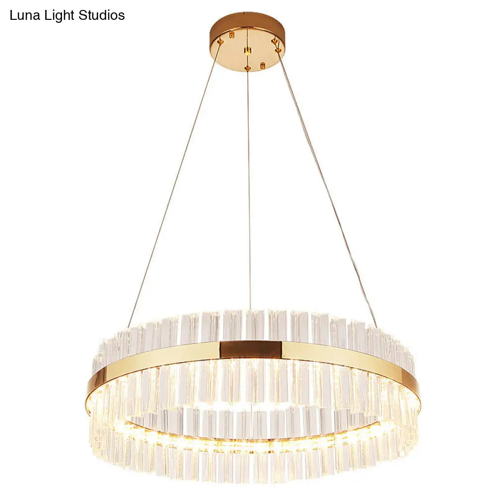 Modern Led Crystal Gold Ring Pendant Ceiling Lamp