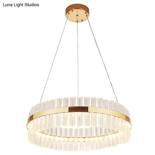 Modern Led Crystal Gold Ring Pendant Ceiling Lamp