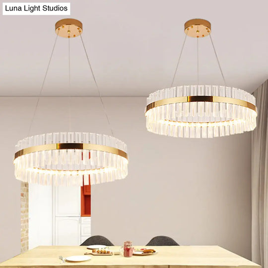 Modern Led Crystal Gold Ring Pendant Ceiling Lamp