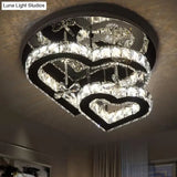 Modern Led Crystal Loving Heart Ceiling Light - Beveled Clear Semi - Flush Mount