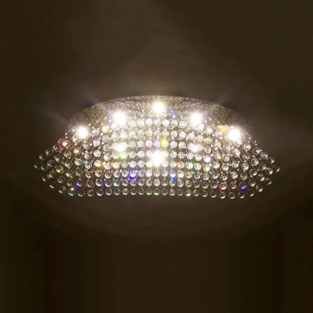 Modern Led Crystal Orb Ceiling Light In Chrome Finish For Bedrooms