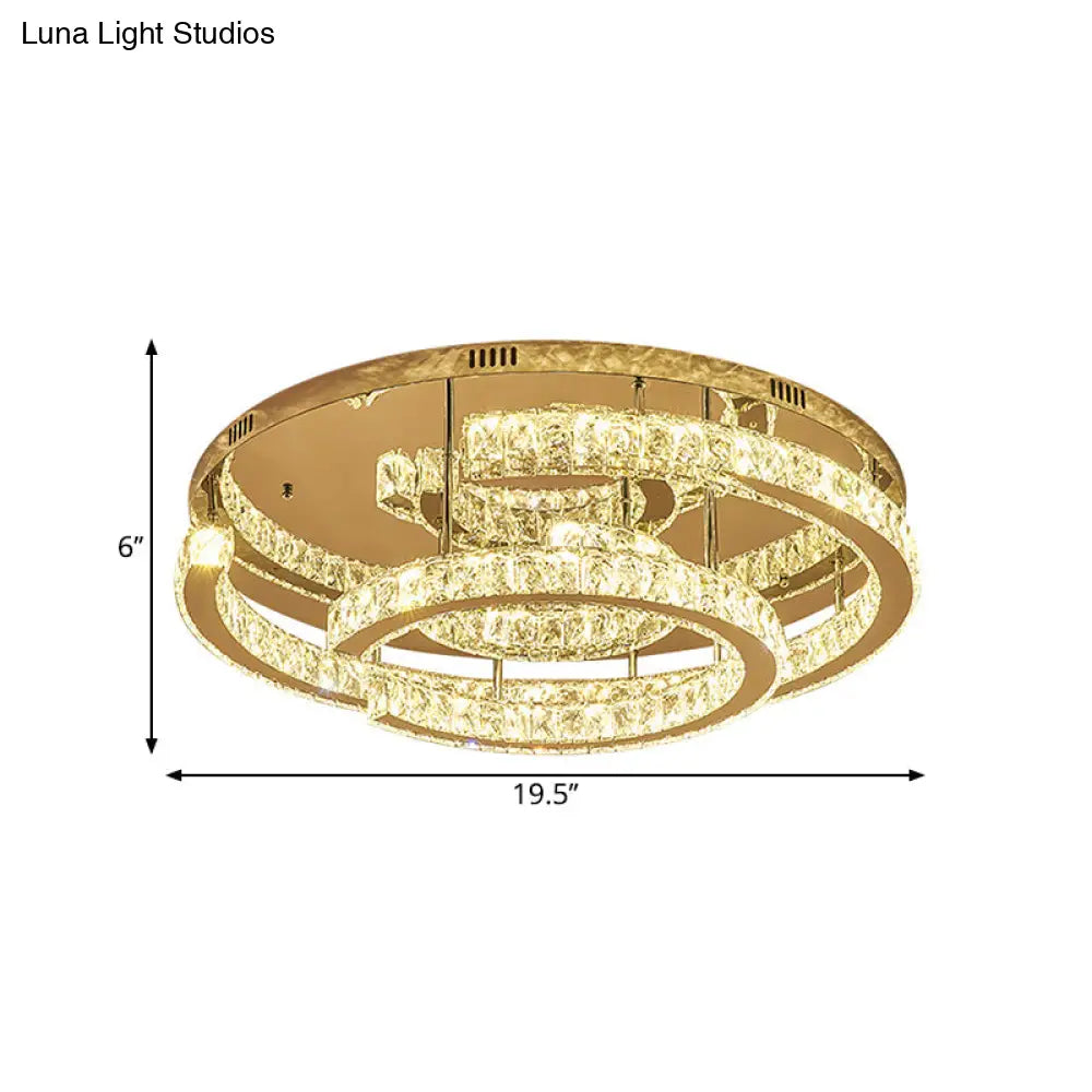 Modern Led Crystal Semi - Flush Ceiling Light In Warm/White 19.5’/23.5’ Diameter