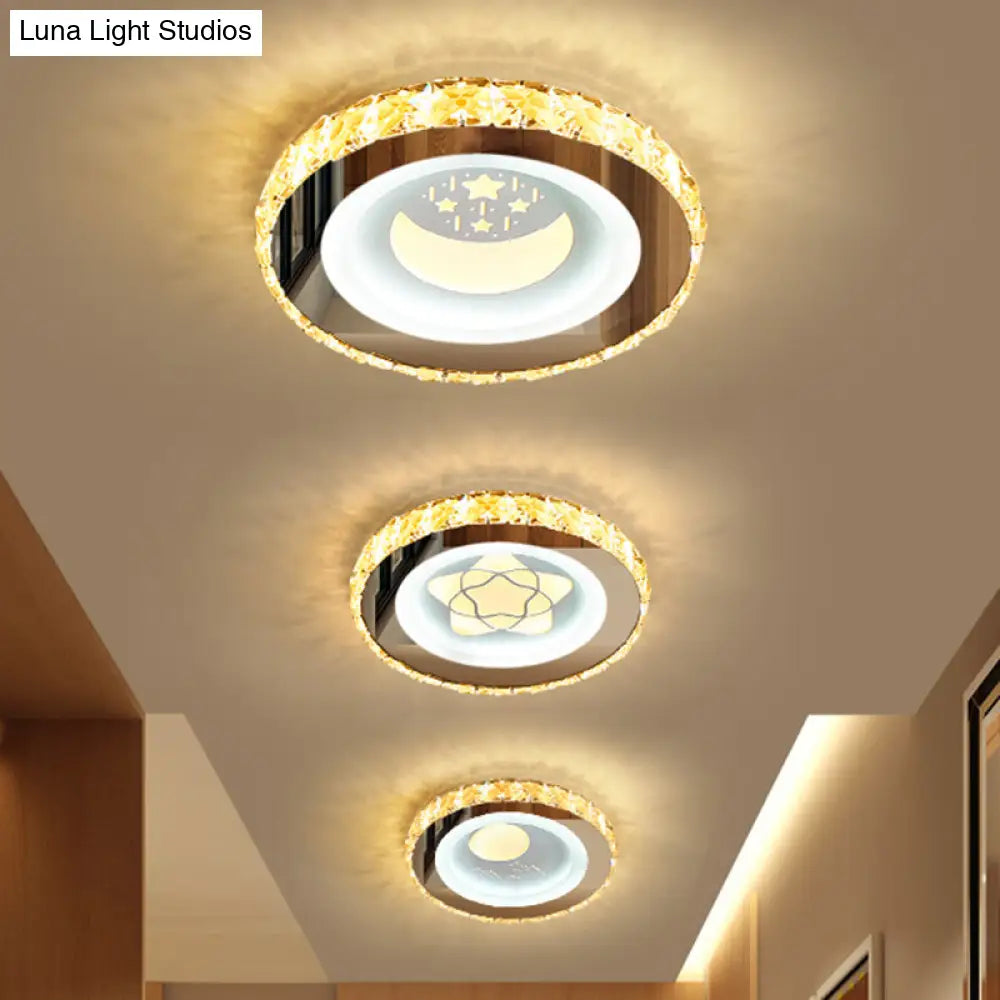 Modern Led Crystal Stainless-Steel Flushmount Ceiling Light - Circle Shape