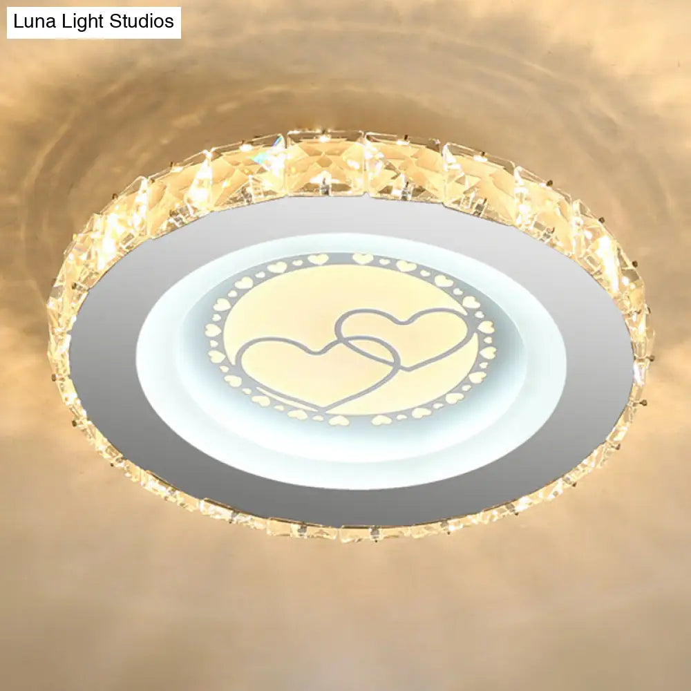 Modern Led Crystal Stainless-Steel Flushmount Ceiling Light - Circle Shape / Loving Heart