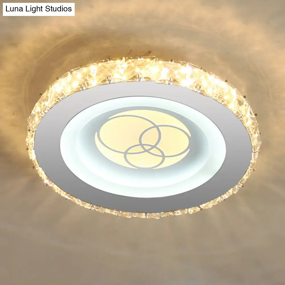 Modern Led Crystal Stainless-Steel Flushmount Ceiling Light - Circle Shape /