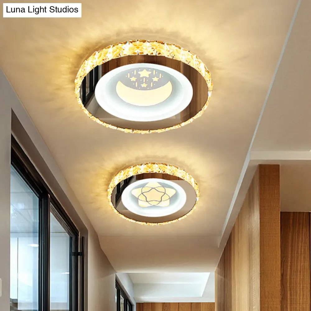 Modern Led Crystal Stainless - Steel Flushmount Ceiling Light - Circle Shape