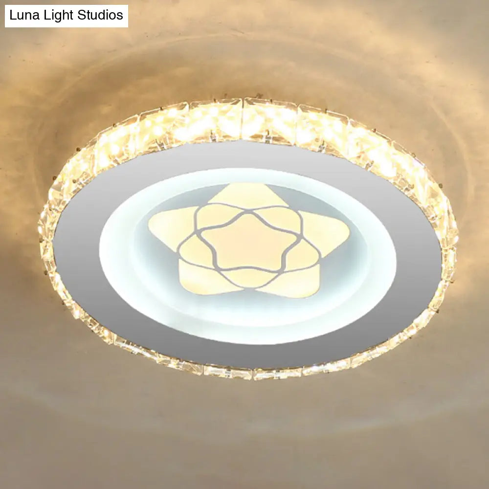 Modern Led Crystal Stainless-Steel Flushmount Ceiling Light - Circle Shape / Star