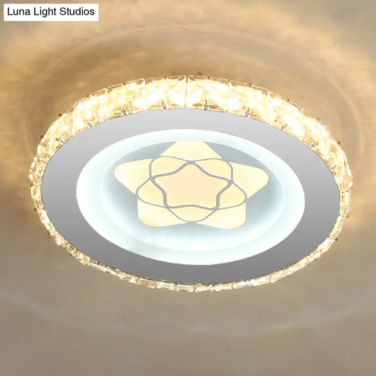 Modern Led Crystal Stainless-Steel Flushmount Ceiling Light - Circle Shape / Star