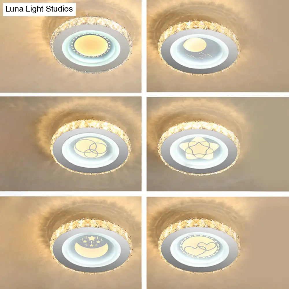 Modern Led Crystal Stainless-Steel Flushmount Ceiling Light - Circle Shape