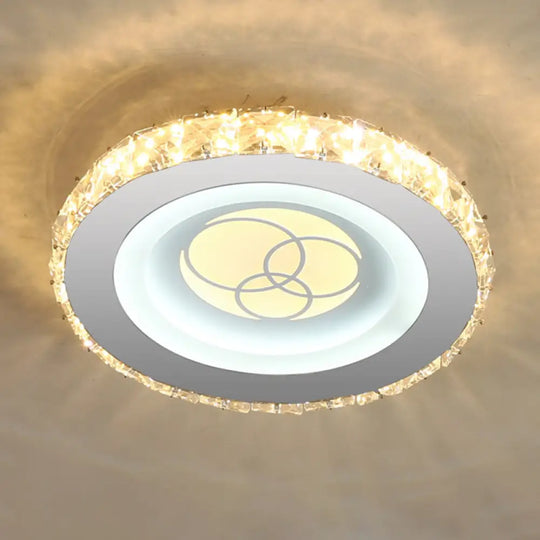 Modern Led Crystal Stainless - Steel Flushmount Ceiling Light - Circle Shape /