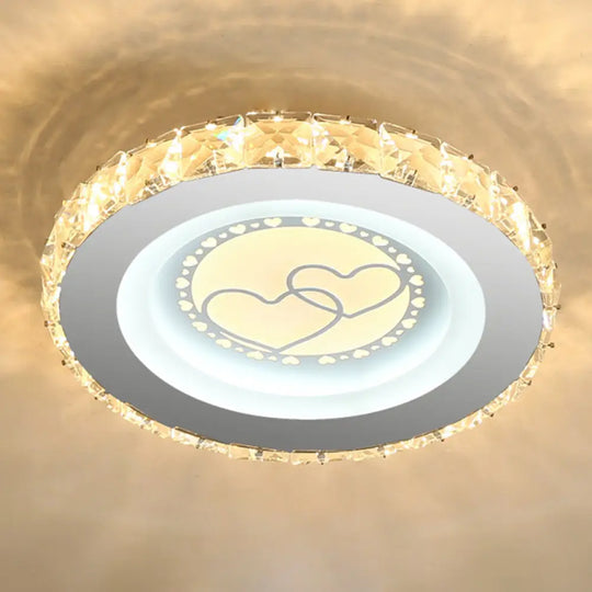 Modern Led Crystal Stainless - Steel Flushmount Ceiling Light - Circle Shape / Loving Heart