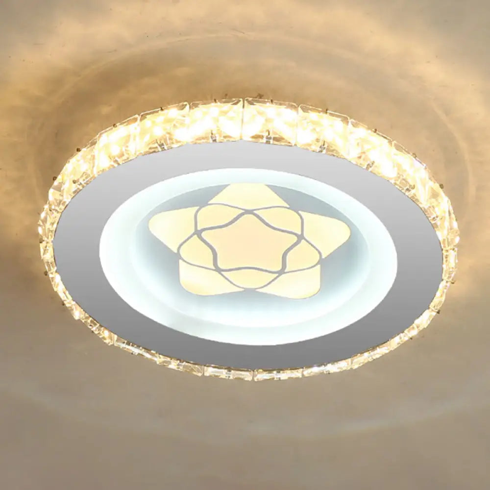 Modern Led Crystal Stainless - Steel Flushmount Ceiling Light - Circle Shape / Star