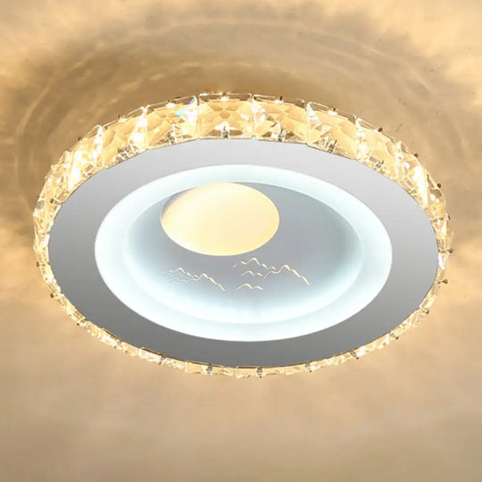 Modern Led Crystal Stainless - Steel Flushmount Ceiling Light - Circle Shape / Sun