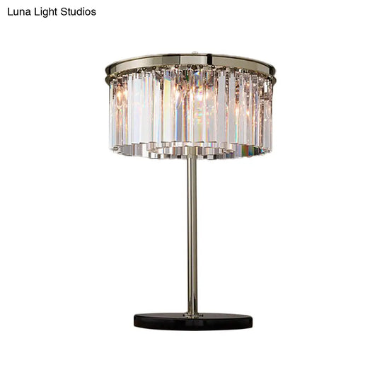 Modern Led Crystal Table Lamp Smoke Gray/Chrome For Living Room Desk