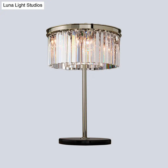 Modern Led Crystal Table Lamp Smoke Gray/Chrome For Living Room Desk