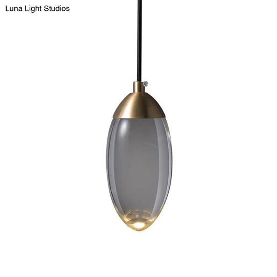 Modern Led Crystal Teardrop Pendant Light Fixture In Gold