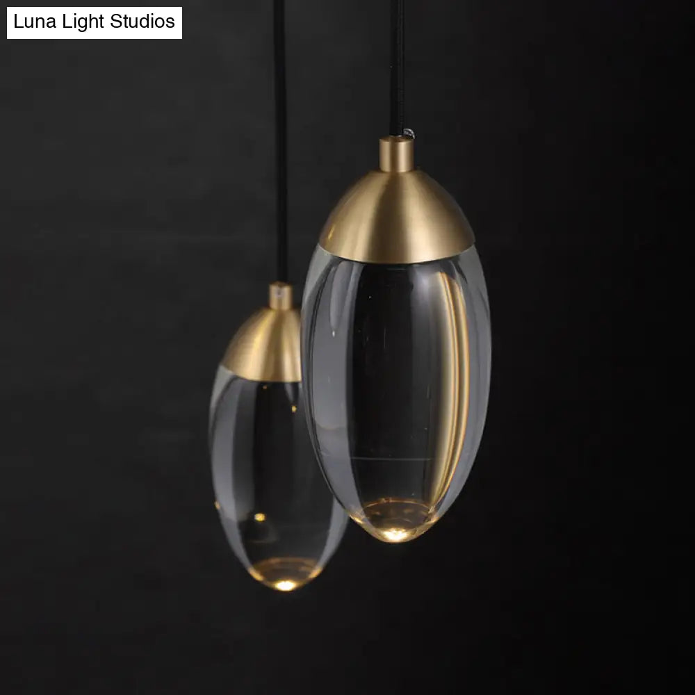 Modern Led Crystal Teardrop Pendant Light Fixture In Gold