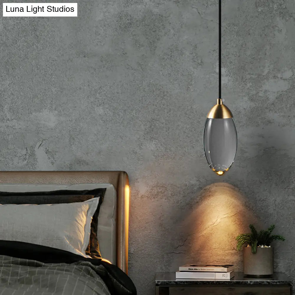 Modern Led Crystal Teardrop Pendant Light Fixture In Gold