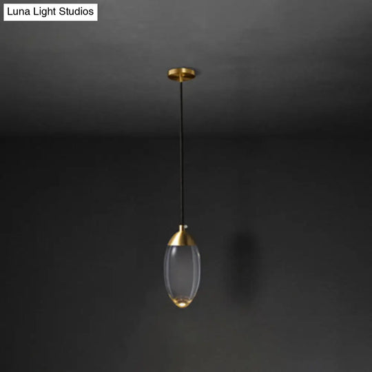 Led Crystal Suspension Pendant - Modern Gold Teardrop Lighting Fixture / White