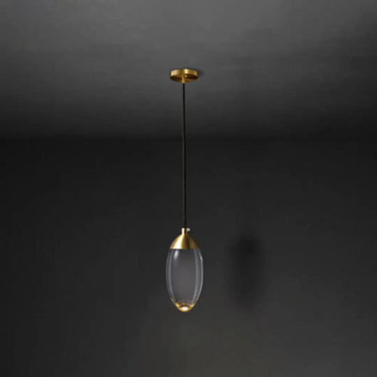 Modern Led Crystal Teardrop Pendant Light Fixture In Gold / White