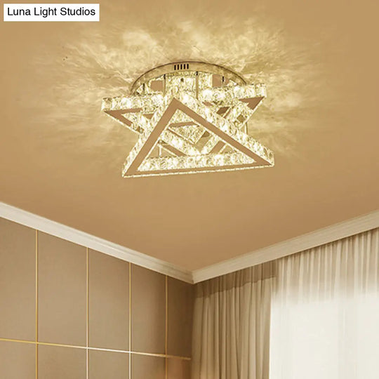 Modern Led Crystal Triangle Ceiling Lamp With Tiered Design - Ideal For Bedroom Clear