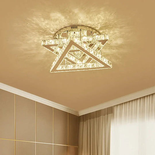Modern Led Crystal Triangle Ceiling Lamp With Tiered Design - Ideal For Bedroom Clear
