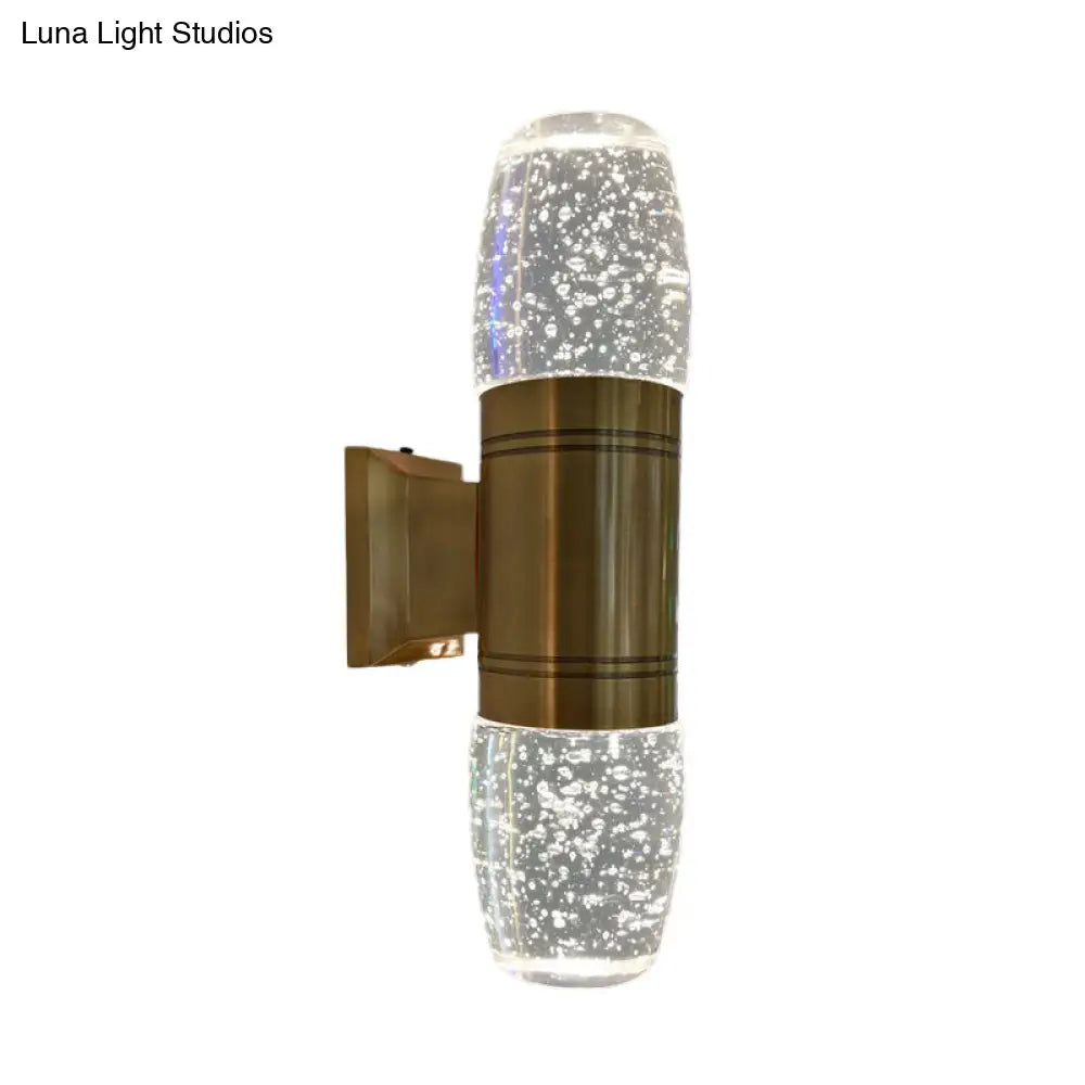 Modern Led Crystal Wall Sconce Light In Brass For Bedroom