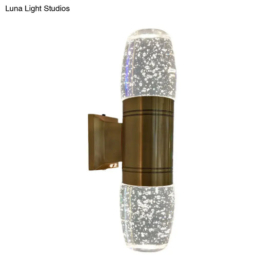 Modern Led Crystal Wall Sconce Light In Brass For Bedroom