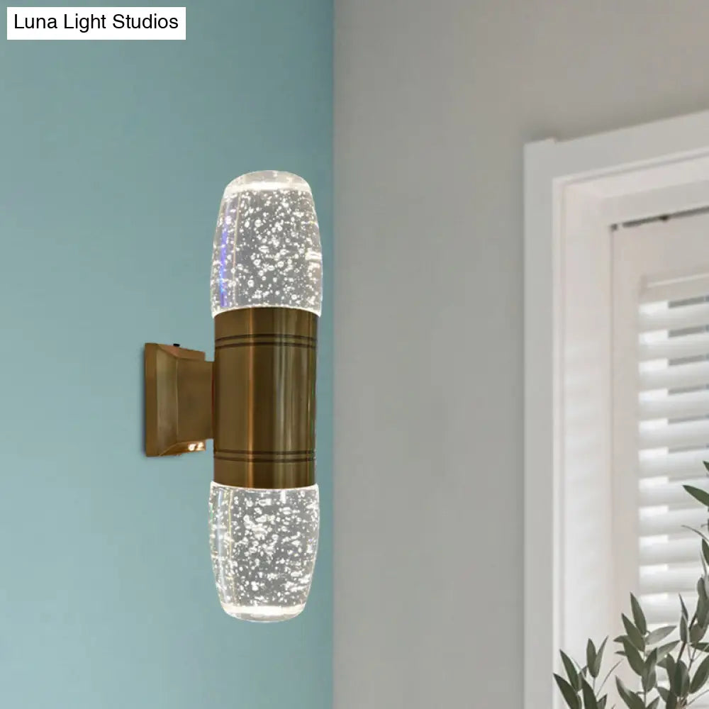 Modern Led Crystal Wall Sconce Light In Brass For Bedroom