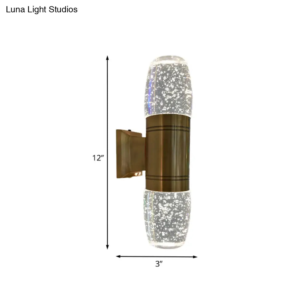 Modern Led Crystal Wall Sconce Light In Brass For Bedroom