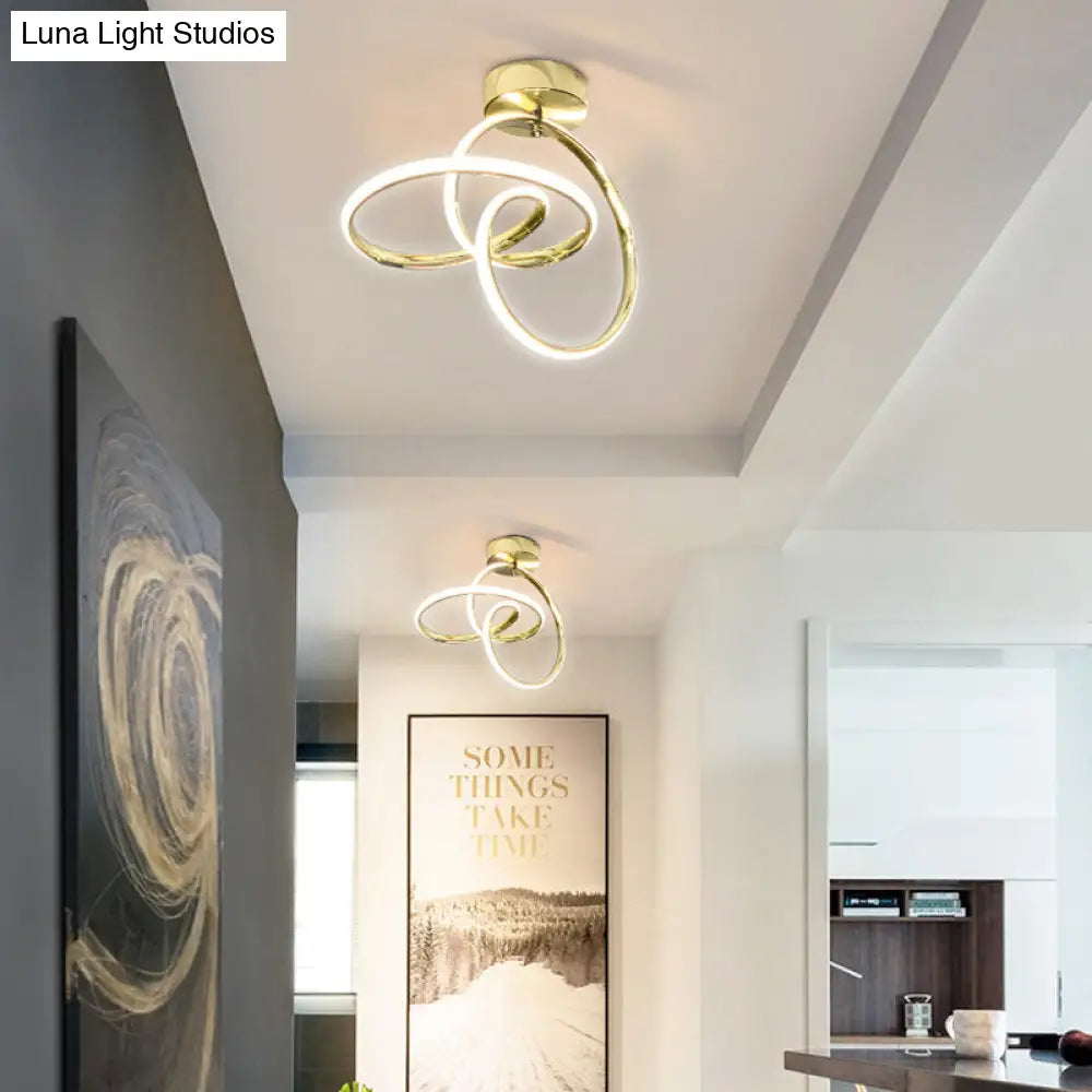 Modern Led Curve Ceiling Light Flush Mount For Corridor - Acrylic Design