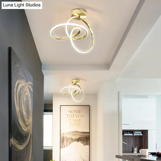 Modern Led Curve Ceiling Light Flush Mount For Corridor - Acrylic Design