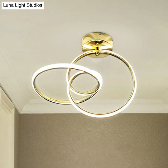 Modern Led Curve Ceiling Light Flush Mount For Corridor - Acrylic Design Gold