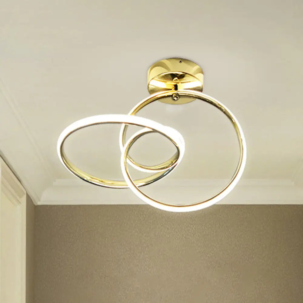 Modern Led Curve Ceiling Light Flush Mount For Corridor - Acrylic Design Gold