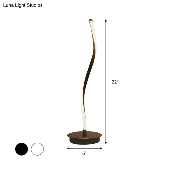 Modern Led Curved Task Light Acrylic Table Lamp In White/Black For Living Room