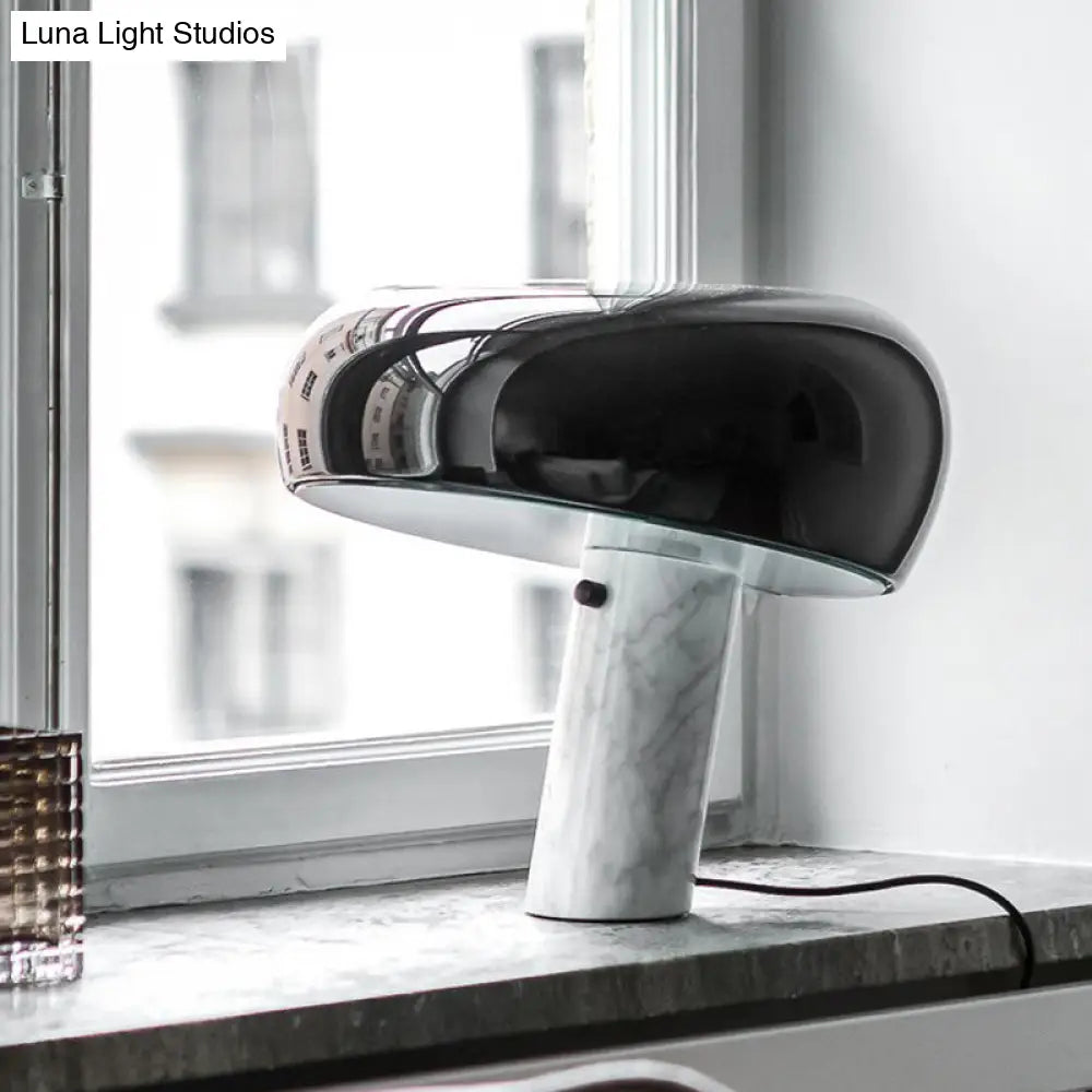 Modern Led Desk Lamp - Black Metal With White Marble Base