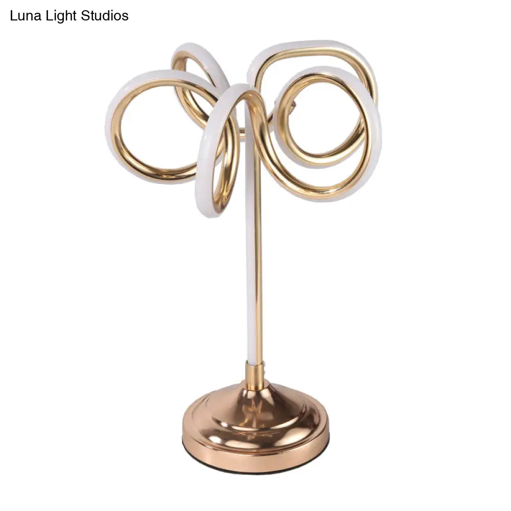 Modern Led Desk Lamp - Gold Twisted Base With Acrylic Shade Warm/White Light