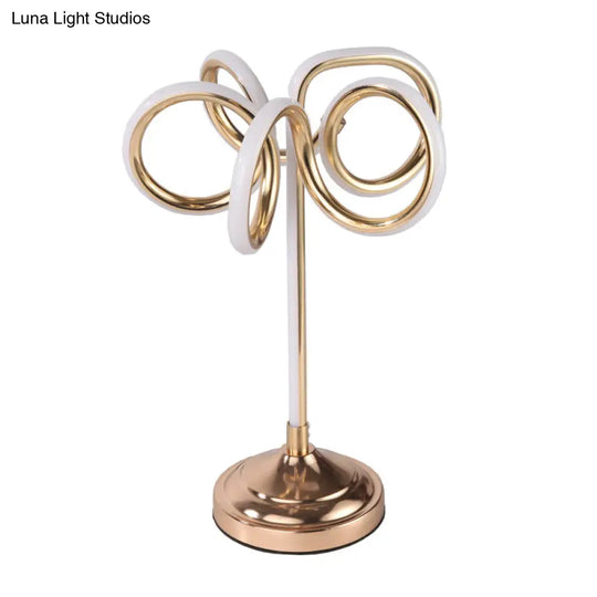 Modern Led Desk Lamp - Gold Twisted Base With Acrylic Shade Warm/White Light