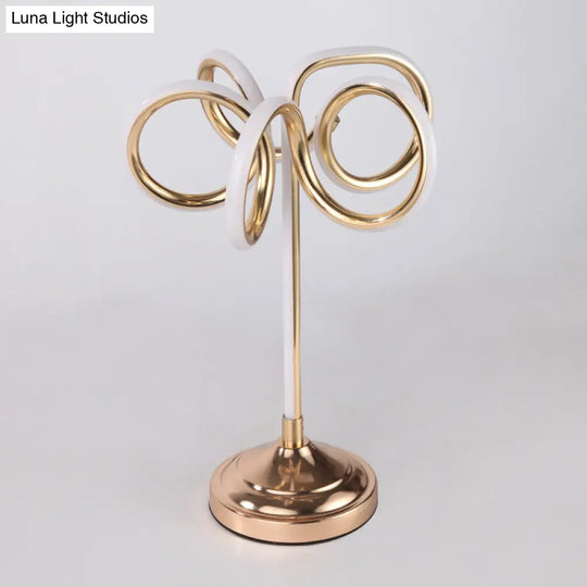 Modern Led Desk Lamp - Gold Twisted Base With Acrylic Shade Warm/White Light