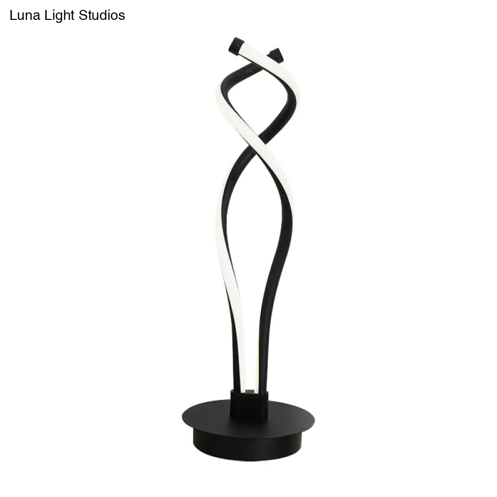 Modern Led Desk Lamp - Twist Design Minimalist Black/White Acrylic Shade Ideal For Bedroom Task