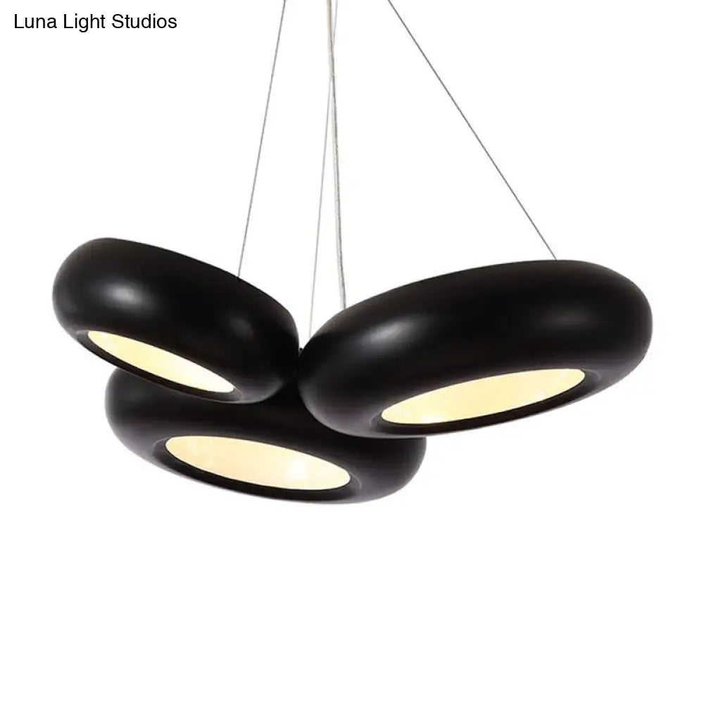 Modern Led Donut Iron Ceiling Lamp - 1/3/5 Lights Black/Rose Gold Chandelier Pendant Adjustable