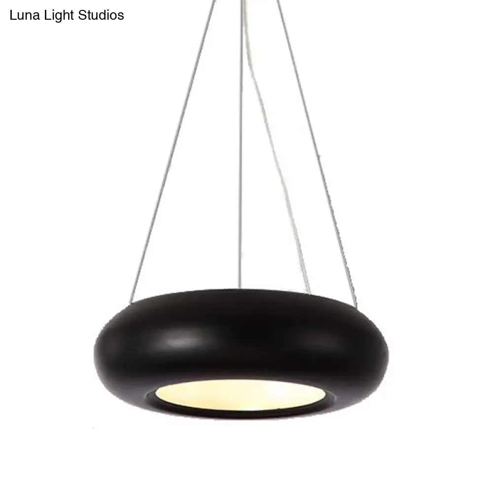 Modern Led Donut Iron Ceiling Lamp - 1/3/5 Lights Black/Rose Gold Chandelier Pendant Adjustable