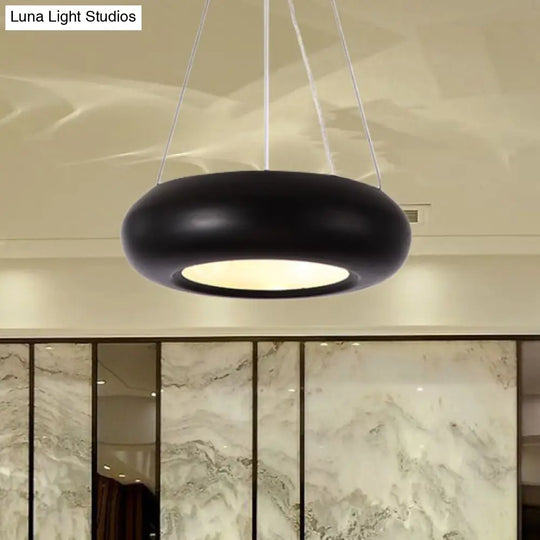 Modern Led Donut Iron Ceiling Lamp - 1/3/5 Lights Black/Rose Gold Chandelier Pendant Adjustable